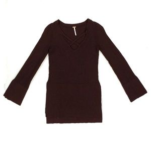 Free People Crisscross Sweater Sleeve Side Slits